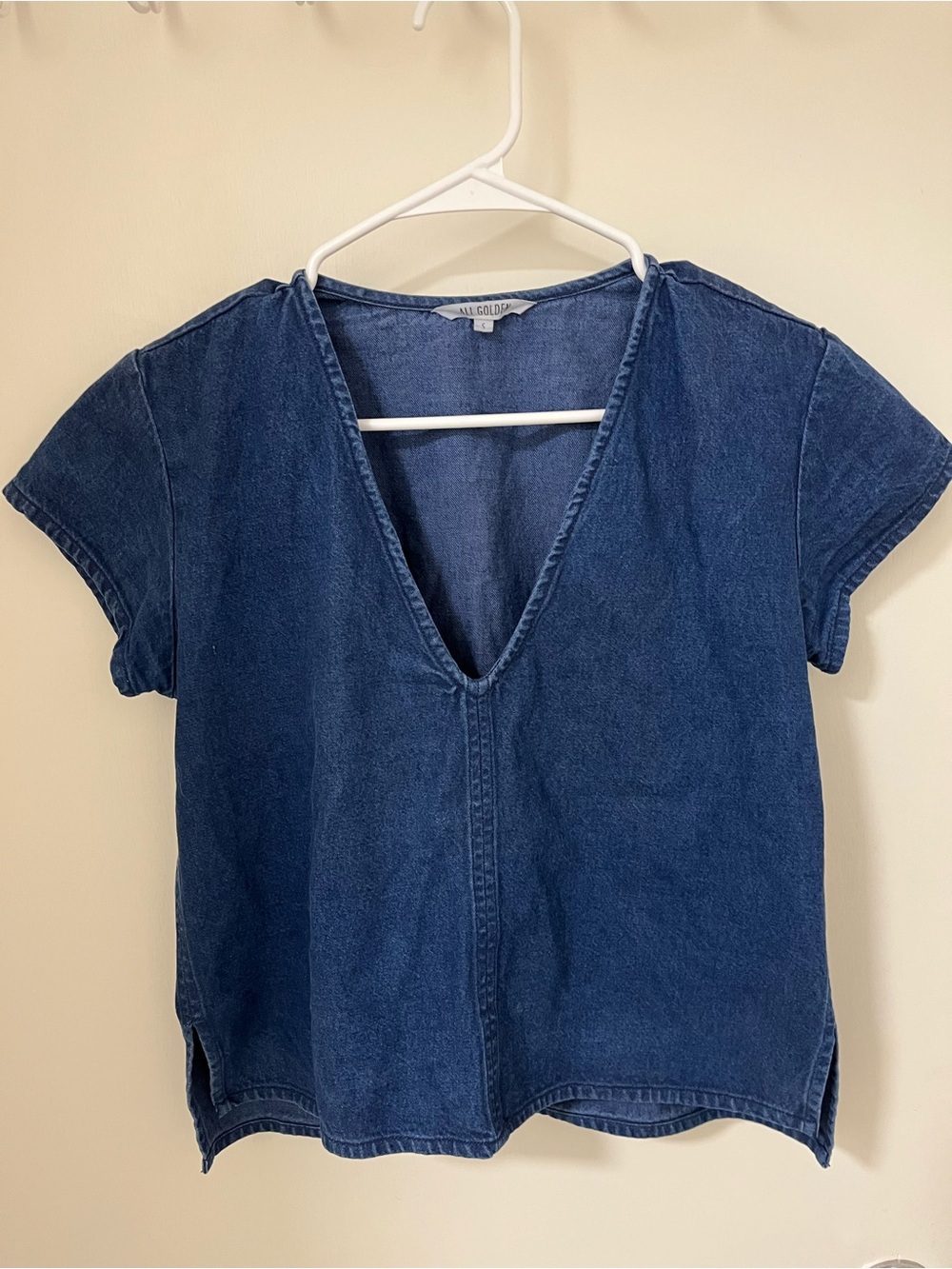 Ali Golden Denim V Neck Top